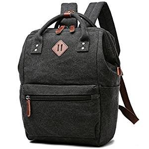 High School Backpack Laptop, waxed canvas backpack teenagers - black