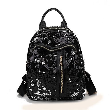 Women bag backpack sequins, zippers blue, green, black