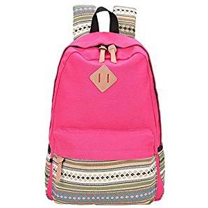 Pink canvas bag backpack girl, neutral style zipper fashion canvas backpack computer bag College school