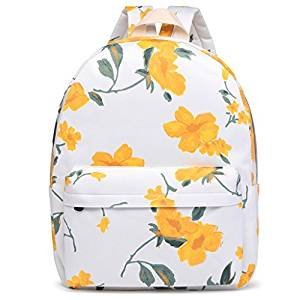 Girl printed canvas backpack students backpack school yellow