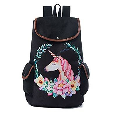 Lovely girl unicorn backpack schoolbag leisure travel bag canvas bag woman