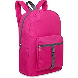 In front of the full-size ball pink backpack zip pocket 17 inch