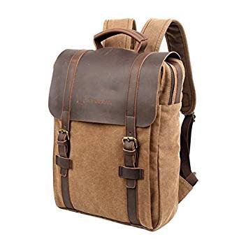 Retro canvas backpack and women