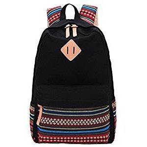 Black canvas bag backpack girl, neutral style zipper fashion canvas backpack computer bag College school