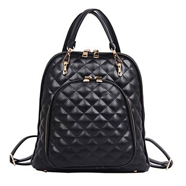 Women bag backpack zipper geometric white, black