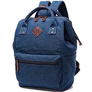 High School Backpack Laptop, waxed canvas backpack Teens - Blue