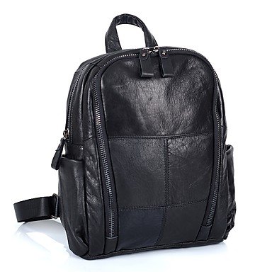 Handbag leather backpack zipper black geometric